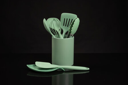 Aardewerk spatelpot Sage Green