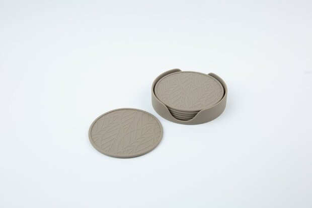 Siliconen set glas onderzetters 7-delig Nutmeg Grey