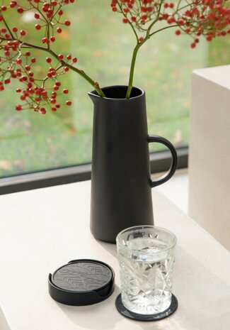 B keus Siliconen set glas onderzetters 7-delig Black Pepper