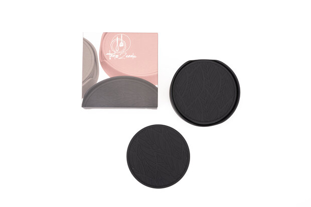 B keus Siliconen set glas onderzetters 7-delig Black Pepper